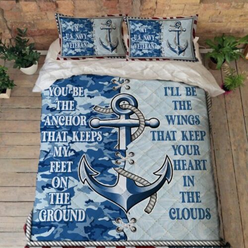 U.S. Navy Veteran Husband And Wife Quilt Bedding Set