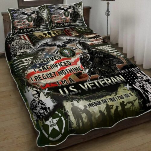 U.S. Army Veteran, I Regret Nothing Quilt Bedding Set UXVET15BD