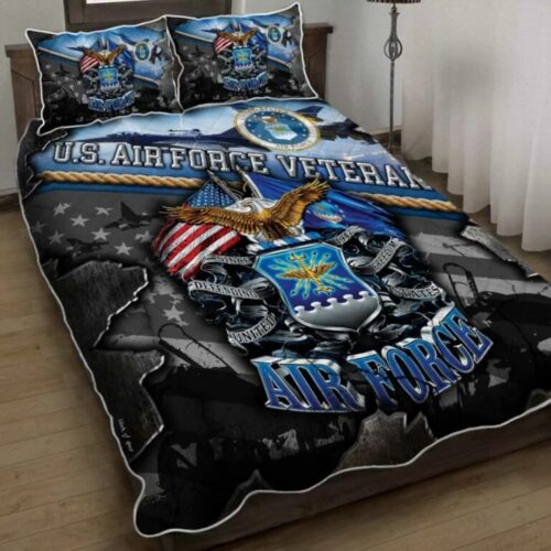 Premium US Marines Veterans Quilt Bedding Set, Gifts For US Veterans, Gifts For Veterans Day