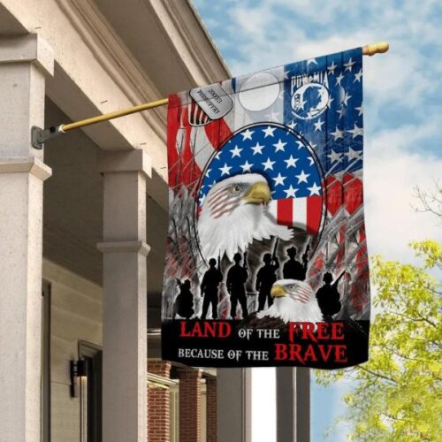 Because Of The Brave Eagle And Soldiers Dog Tag Brother Veteran Flag