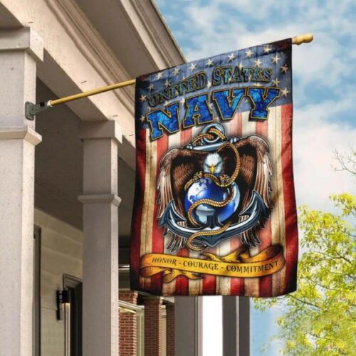 United States Navy Honor Courage Commitment USN Flag Navy Veteran Flag