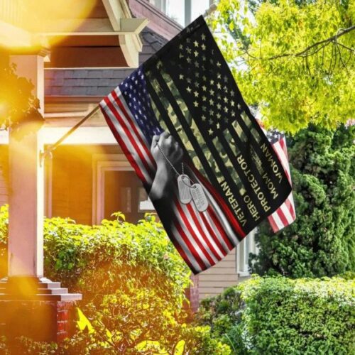 Veteran Woman Mom Protector Hero US Flag Proud For Son Veteran Flag