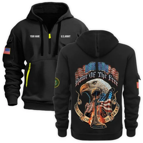 New Release Personalized Name U.S. Army Veteran Hoodie Half Zipper HBLVTR090424A03AM
