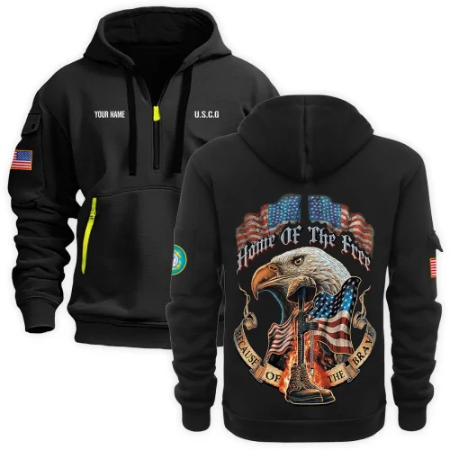 New Release Personalized Name U.S. Army Veteran Hoodie Half Zipper HBLVTR090424A03AM