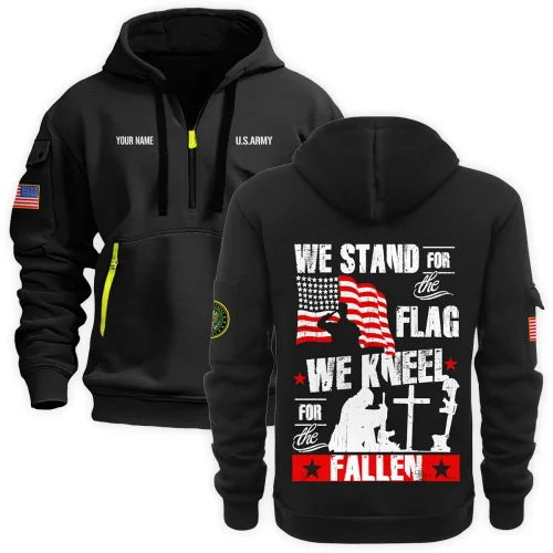 New Release Personalized Name U.S. Army Veteran Hoodie Half Zipper HBLVTR100424A04AM