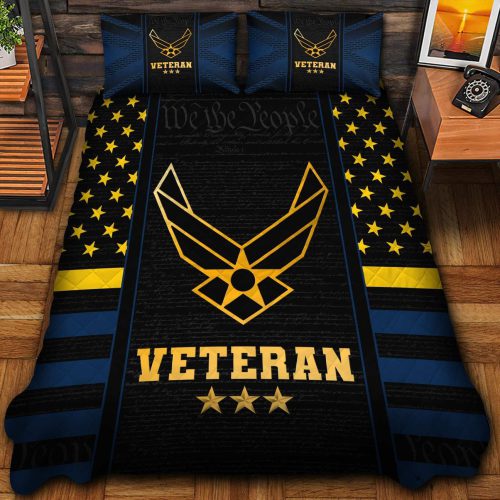Premium US Air Force Veterans Quilt Bedding Set, Gifts For US Veterans, Gifts For Veterans Day