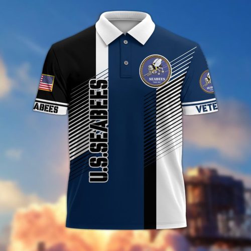 Premium US Seabee Polo Shirt, Gifts For US Veterans, Gifts On Father's Day, Independence Day, Armed Forces Day, Veterans Day, Memorial Day