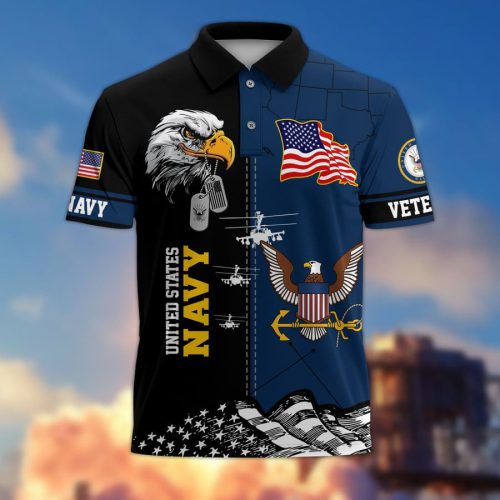 Premium US Navy Polo Shirt, Gifts For US Veterans, Gifts On Father's Day, Independence Day, Armed Forces Day, Veterans Day, Memorial Day